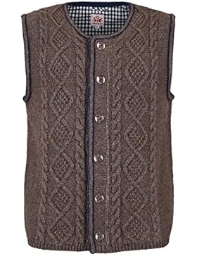 Herren Spieth & Wensky Herren Trachtenstrickweste Zopfmuster braun blau, Beige Denim,