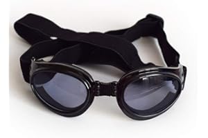 Decdeal Klappbar Hundebrille Sonnenbrille Hundewelpen UV-Schutzbrille mit Verstellbar Riemen für Kleine Hunde