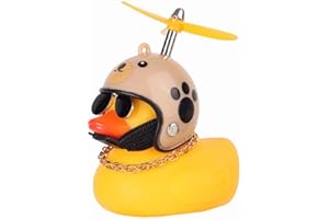 Jiaji Décoration de voiture petit canard jaune motard avec lumières LED - En caoutchouc