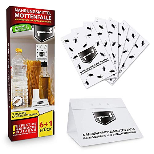 TwinterS - Trappola a feromoni professionale per il rilevamento di infestazioni di tarme alimentari, tarme di frutta secca, tarme alimentari (6+1)