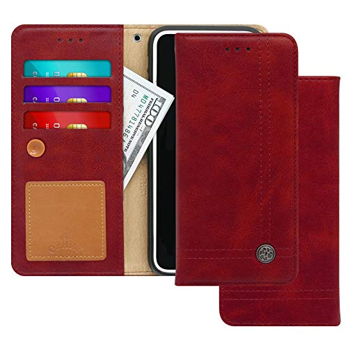 Ophry Apple Iphone 7 Plus,Iphone 8 Plus Case [Free 9 Gifts] Trim Line Flip Diary Cover Slim Wallet Design [Octopus Ver.] – Card Holder,Cash Slots,Kickstand,Hand Strap & Message Pad (Burgundy Red)