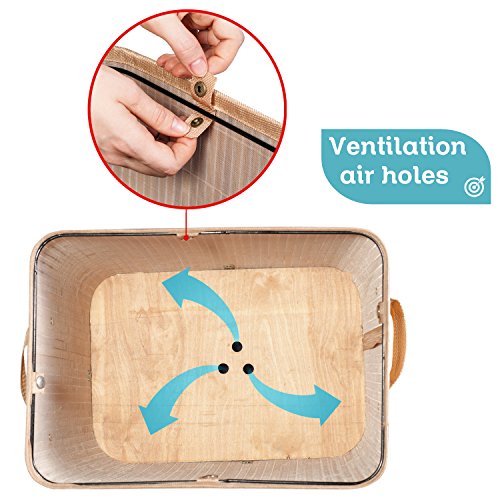 Tatkraft Dakota Groß 72L Wäschekörbe – Bodenkorb aus Bambus mit zwei Fächern für Helle und Dunkle Wäsche - 4