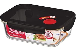 ‎LOCKNLOCK Lock & Lock Frischhaltedose aus Glas mikrowellengeeignet - Oven Glass - Auflaufform eckig mit Deckel für Backofen, Mikrowelle & zum Einfrieren, 1 Liter