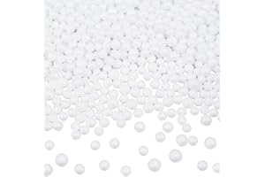 SOFPLATE 28G 7mm A 9mm Piccole Perle di Schiuma Bianca Perle di Schiuma Mini Rotonde Lisce Artigianato Polistirolo Vaso Riempimento Sacchetto di Fagioli Riempimento Perlina per Arte Artigianato Fai Da