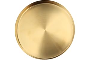 SWSDEE Gold Tray - Decorative Tray, Stainless Steel Organizer, for Bar, Kitchen, Bathroom, Makeup, Candle, Kitchen Tableware - Gold (L)
