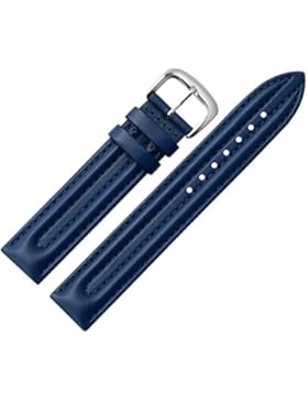 MARBURGER Uhrenarmband 18mm Leder Blau - Rindsleder - Inkl. Zubehör - Ersatzarmband, Schließe Silber - 2501850000120