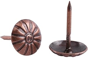 HEEPDD 100pcs clous de tapisserie d'ameublement de cru, meubles clous d'assortiment kit canapé chaussure porte goujon décoratif antique tapisserie d'ameublement punaises en métal bronze(11 * 16mm)