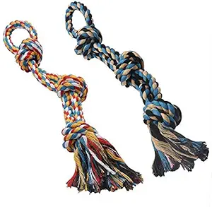 PSK PET MART Dog Toys for Aggressive Chewers - Set of 2 Heavy Duty XL Dog Rope Toy for Large Breed Puppy - Medium and Large Dogs for Chewing, Teething, Tug of War (Color May Vary)