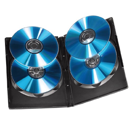Hama DVD-Hülle für 4 DVDs, 5er-Pack (auch passend für CDs und Blu-rays) mit Folie zum Einstecken des Covers, schwarz - 2