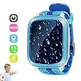 Begabtes Kind GPS Uhr für Kinder,GPS-Telefon Uhr Wasserdicht OHNE Abhörfunktion, SOS Notruf+Telefonfunktion, Live GPS+LBS Positionierung, funktioniert weltweit, App + Support auf deutsch (Blue)