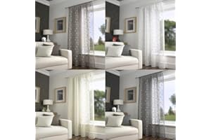 FILIGREE Harrogate Leaf Floral Grey Slot Top Voile Net Curtain Panel (55" Wide x 48" Drop)