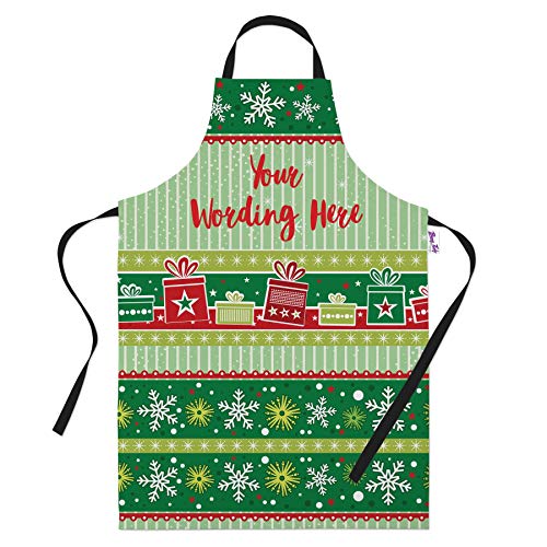 Personalised Green Stripe Pattern Christmas Apron for Women & Men - Add your own Text