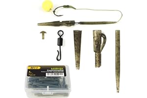‎HIRISI TACKLE Hirisi Tackle Helicopter Rigs für Hair Rigs, Sicherheitsclips, Haken, Wirbel, Gummipuffer(Karpfenangeln)
