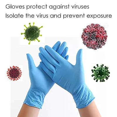 Balock Lot de 100 Gants en Nitrile Jetables - Haute Qualité - sans Poudre - Cuisine, Ménage, Alimentaire, Bricolage, Tatoueur, Mécanicien, Médical (M, Bleu)