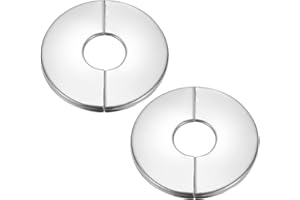 PATIKIL Plaque d'Écussons Auto-Adhésive Ronde en Acier Inoxydable 1.1"/28mm, 2pcs Couverture Murale pour Tuyau d'Eau, Cache Mitigeur Douche Boucles Robinet Chauffage Plomberie, Argenté