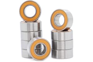 FUSHIBEARING MR105-2RS Precision Ball Bearing 5x10x4mm Compatible with Traxxas 5115,5x10mm ABEC-3 Rubber Sealed Ball Bearings (Pick of 10pcs) (Orange)