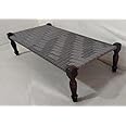Furniture House by Pooja Solid Wood Rajasthani Handmade Charpai Bed for Home Teak Finish Wooden & Rope Cot Bed (170 X 80 CM)