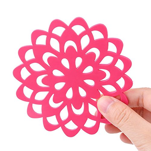 YOKIRIN 3x PVC Silikon Untersetzer aus Filz für Tisch und Bar als Glasuntersetzer / Getränkeuntersetzer für Glas und Gläser Rot + Grün + Braun(Durchmesser:9.5cm) - 2