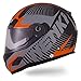 Produktbild Nenki Helme NK-856 Full Face Motorradhelme, Glasfaser schaleECE-geprüft, mit Doppelvisieren(Mattschwarz Orange-L)