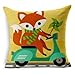 Produktbild AHArtSaleStore O17L Cute Fox riding a bike Decoration Pillow Case Cushion Cover 18 inch