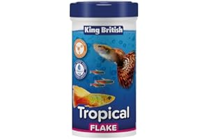 King British | Copos para Peces Tropicales 28g: Alimento Completo con Multivitaminas, Ingredientes Naturales para Acuario
