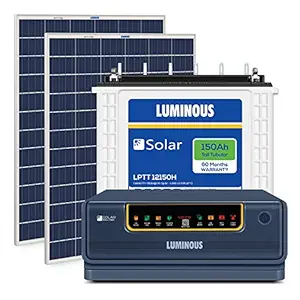 Luminous NXG+ 1400 Inverter (1) with LPTT 12150H Battery (1) and Solar Panel 165W (2), Blue