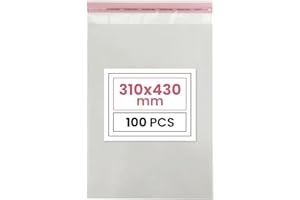 Netuno 100 sachets plats en PP 31x43cm sachets transparents auto-adhésifs en polypropylène emballages d'envoi sac plastique polypropylène emballages plastiques plats sacs transparents d'expédition