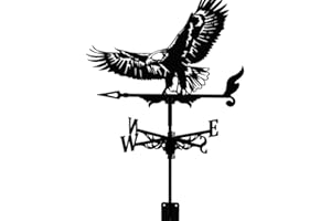 Hidyliu Weathervane Stainless Steel Weather Vane Bald Eagle Mount Yard Roof Decoration Black Durable Retro Professional Measuring Tools for Farm Scene Garden Gifts 50 * 35 CM