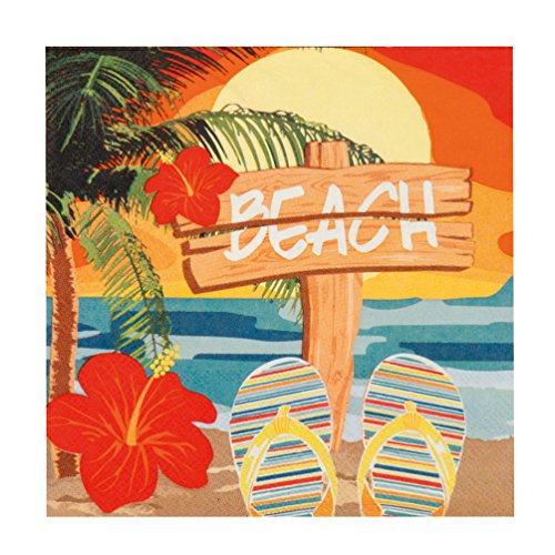 Party Set XL Hawaii Beach Ara 30 Teile : Teller, Becher, Servietten, Cocktail-Schirmchen - 6