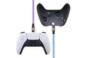 GODT GAME RGB LED Gaming Charging Data Lead For PS5 Xbox Series X/S Steelseries Evil Scuf Razer Elite Controllers, Braided Light Up Data Cable Lead, USB A to USB C USB C to USB C - TWIN PACK (1m + 1m)