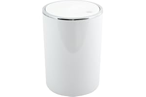 MSV Bad Serie Aspen Design Kosmetikeimer Bad Treteimer Schwingdeckeleimer Abfallbehälter mit Schwingdeckel 6 Liter (ØxH): ca. 18,5 x 26 cm weiß