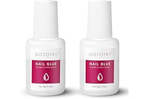 JUSTOTRY 2 Pcs Professional Strong Nail Glue for Acrylic Tips Extra Strong and Press on Nails Long Lasting - Fast Bond & Super Strong Acrylic Nail Glue, for Broken Nail, False Nail Adhesive Glue