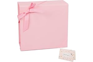 CHARMGIFTBOX 18 x 17 x 8 cm Pink Gift Boxes with Lids, Magnetic Purple Gift Box with Card, Small Collapsible Boxes for Birthday Party Bridesmaid Christmas Presents
