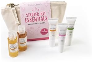 Alma Secret Beauty Travel Set Facial 5 productos para pieles secas con extractos naturales y ecológicos. Neceser viaje, pack regalo original para Navidad, San Valentín o el amigo invisible.