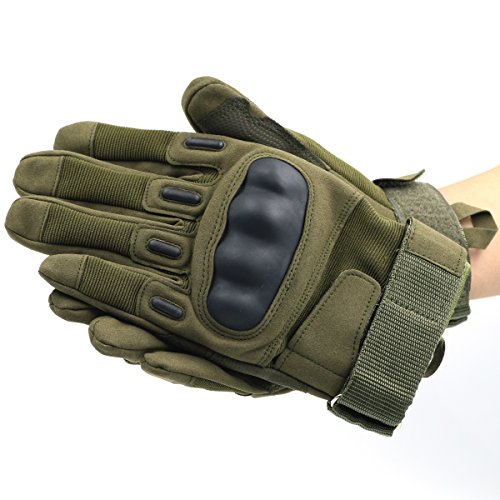 OMGAI Männer Voller Finger Militärische Taktische Handschuhe Des Harten Knöchel Mit Klettverschluss Für Airsoft Armee Paintball Motorrad Outdoor Sport Schwarz L - 5