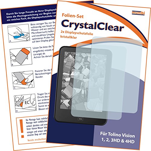 2 x mumbi Schutzfolie Tolino Vision 1, 2, 3HD, 4HD Folie Displayschutzfolie - 2