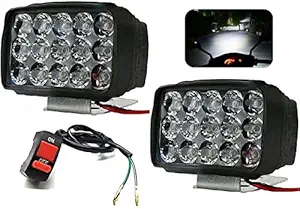 Eltron Turbo 15 LED Fog Light, Bar Light Off-Roading, Waterproof Fog Head Lamp, Universal for All Bikes, Scooty, Car & Other Electronic vehicles (Pack of 2, Free On/Off Switch, 12V DC 15W, White)