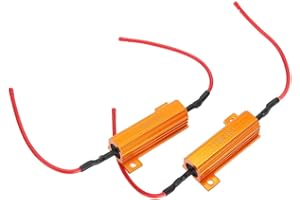 QIILU 2 szt. 50 W 8 Omów Drutowy Rezystor Obciążenia Dekoder Fix żarówki Led Hyper Flash Turn Signal Blinker Rezystor Obciążenia Led 24 V Rezystor Obciążenia 24 V Rezystor Obciążenia 24