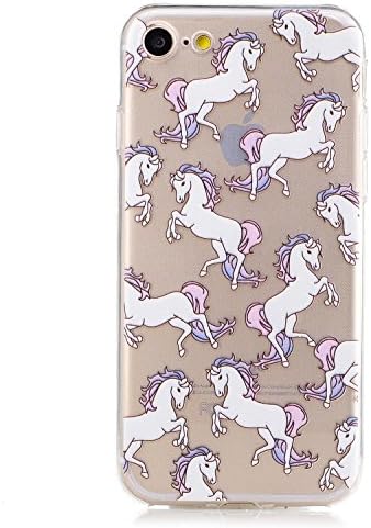 iPhone 8 Case, CXTcase iPhone 7 Transparent Silicone Soft TPU Gel Cover Embossed for Apple iPhone 7 / 8 Cartoon Horses Case