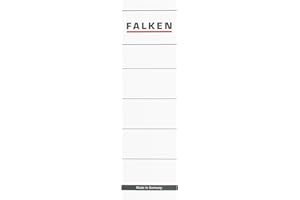 ‎FALKEN Original Falken 10er Pack Ordner-Rückenschild. Made in Germany. Etiketten 54 x 190 mm zum Einstecken für 8 cm breite Ordner weiß