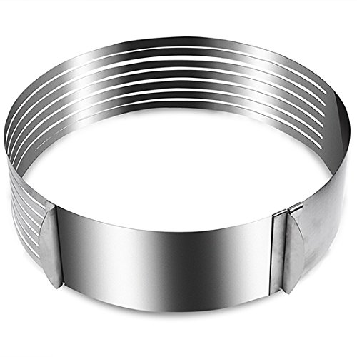 ONEDONE Tortenboden-Schneidhilfe Einstellbar Edelstahl Tortenring Mousse Ring Kuchen Backform Schneide Schicht Form Kuchenschneider Slicer (9-11inch) - 2