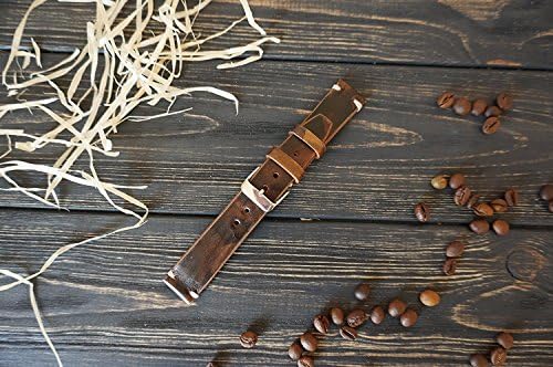 Camo leather watch band 100% handmade from full grain vegetable tanned leather.