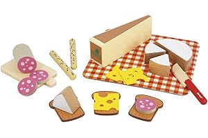 Janod - Il Mio Aperitivo - Vassoio - Giocattolo Imitazione Cucina Ristorante - 20 Elementi in Legno, Cartone, Feltro - Certificato FSC - Vernice ad Acqua - Dai 3 Anni, J06597