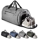 Fitgriff Sporttasche Reisetasche mit Schuhfach & Nassfach - Männer & Frauen Fitnesstasche - Tasche für Sport, Fitness, Gym - Travel Bag & Duffel Bag 48cm x 26cm x 25cm [30 Liter] (Grey, Small)