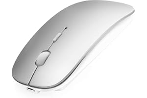 AE WISH ANEWISH Mysz Bluetooth kompatybilna z laptopem/iPad/iPhone/Mac (iOS13.1.2 i nowszy)/PC, ładowana bezgłośna mini bezprzewodowa mysz do systemu Android/Windows/Linux, 3 DPI regulowana Bluetooth 4.0 srebrna