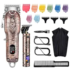 Roziapro Hair Clippers for Men T-Blade Trimmer Professional Barber Clippers - Cordless Hair Cutting Beard Trimmer Mens Electric Hair Trimmer Rechargeable Gold?Knight Grooming Kit ??Rose Gold??