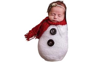 URFEDA Weihnachten Baby Neugeborene Fotokleidung, Niedlich Baby Stricken Kostüme Fotografie Requisiten, Baby Mädchen Jungen Fotoshooting Accessoires, Baby Foto Requisiten Outfits für 0-6 monate, Rot