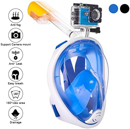 Zoegate Snorkel Mask Full View 180 Degree Full Face Snorkeling Snorkel Masks (L/XL, Blue)