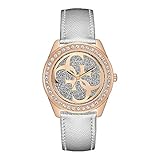 Guess Unisex Erwachsene Datum klassisch Quarz Uhr mit Leder Armband W0627L9