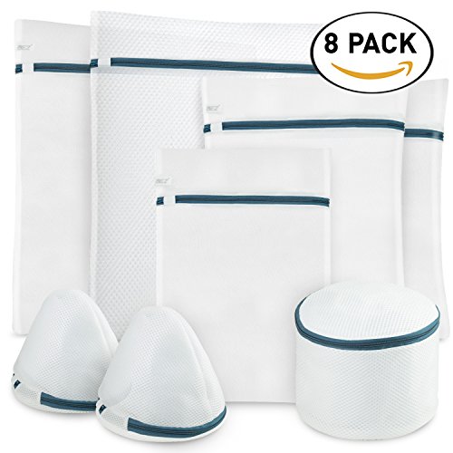 Premium Wäschenetz für Waschmaschine (8er-Set), BEZ™ Premium Wäschenetz-Set für die Waschmaschine Netzwaschbeuteln für Blusen, Strumpfwaren, Strümpfe, Unterwäsche, BHs und Unterwäschen, Intime Unterwäsche und Sensibles, Reisewäschebeutel